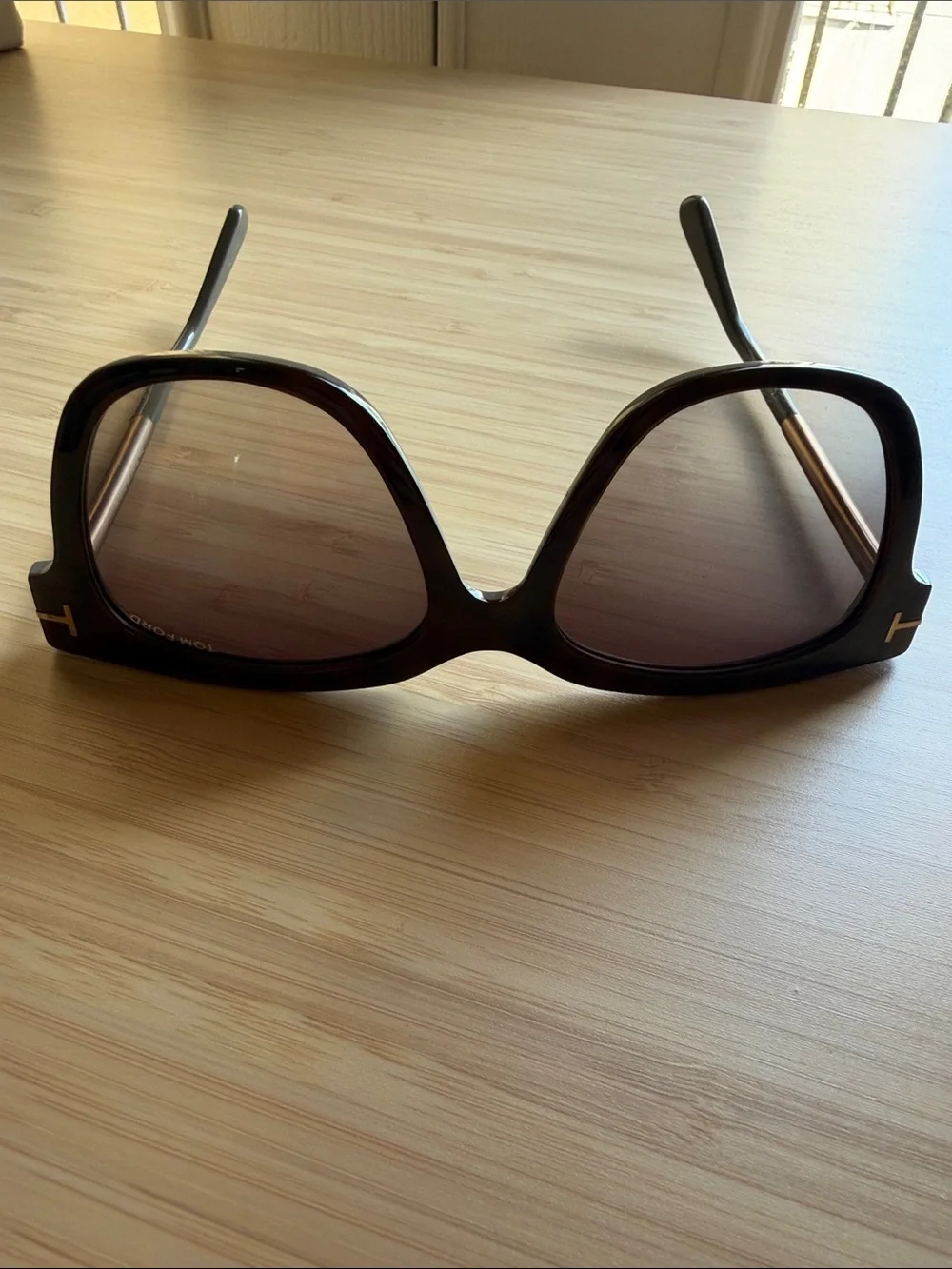 Tom Ford Tracy TF436-F 56K Oversized Brown Gradient Sunglasses + Case